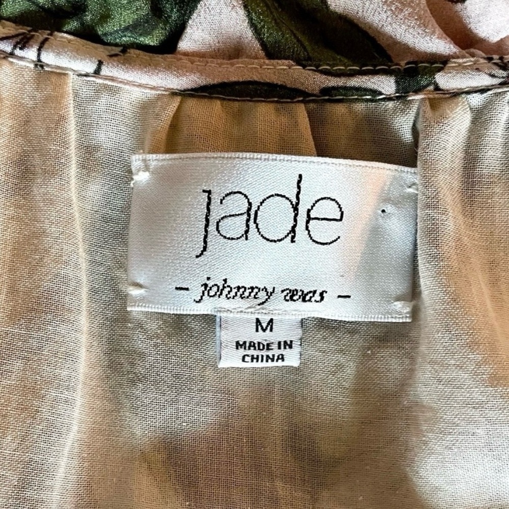 Johnny Was Jade Juliette Silk Floral Midi Dress M Black Beige - Picture 10 of 10